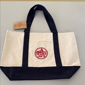 Trader Joe's Cream and Black Tote Bag